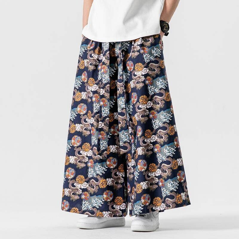 Street Fashion Japan - Japon Samuray Pantolon erkek Ejderha Baskı