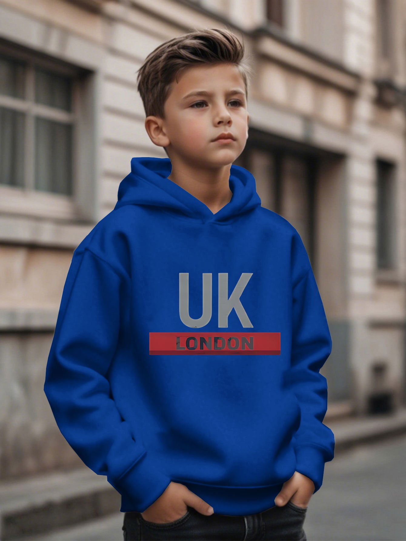 Street Fashion London - İngiltere Londra Baskılı Kapüşonlu Erkek Çocuk
