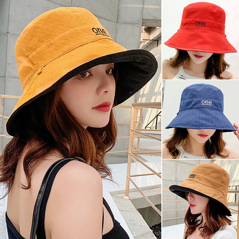 Bucket Hat Embroidered - Bayan 'ONE' Harf Nakışlı Çift Taraflı