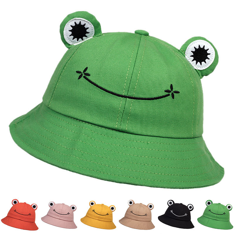 Bucket Hat Embroidered - 1 adet Unisex Kişilik Kurbağa Şekilli