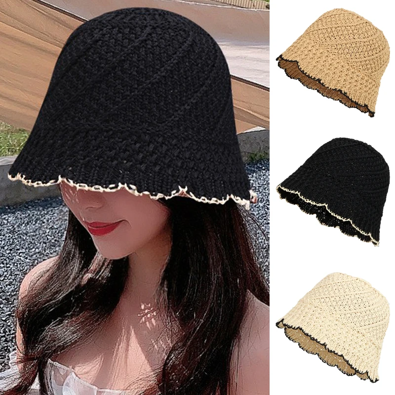 Bucket Hat Embroidered - Kenar kadınlar ince kasketleri ile örme
