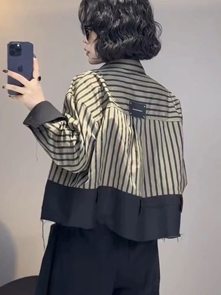 Street Fashion Korea - Retro Tasarım Kısa Ceketler Gömlek Siyah