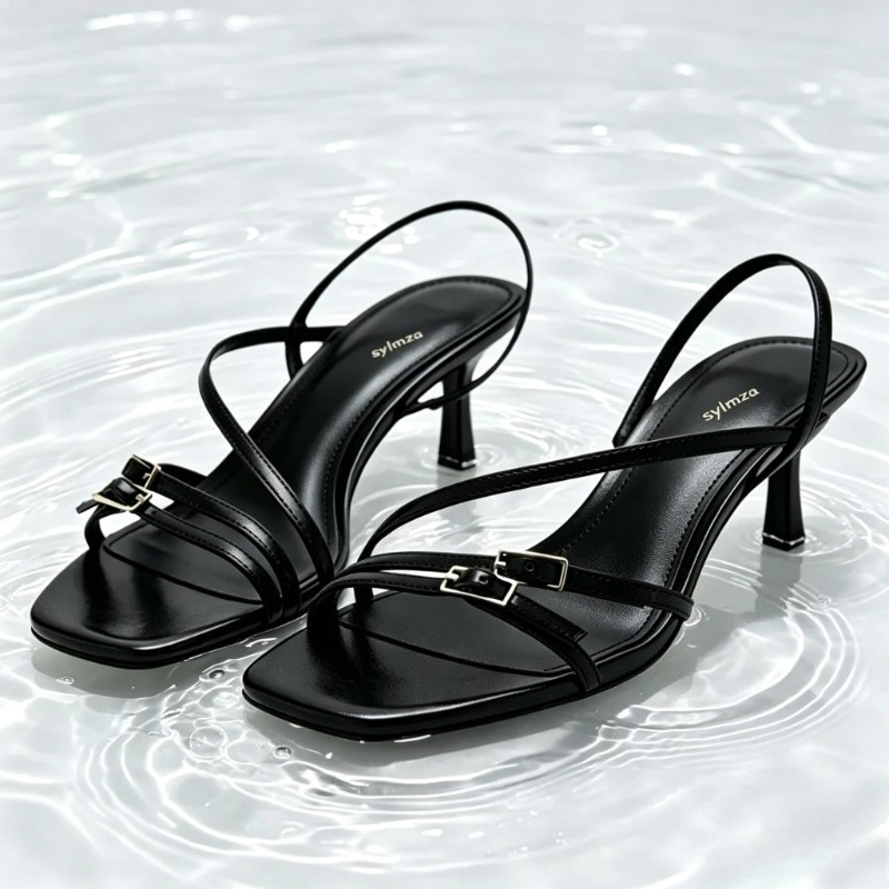 Street Fashion Shoes - Moda Dar Bant Toka Detaylı Topuklu