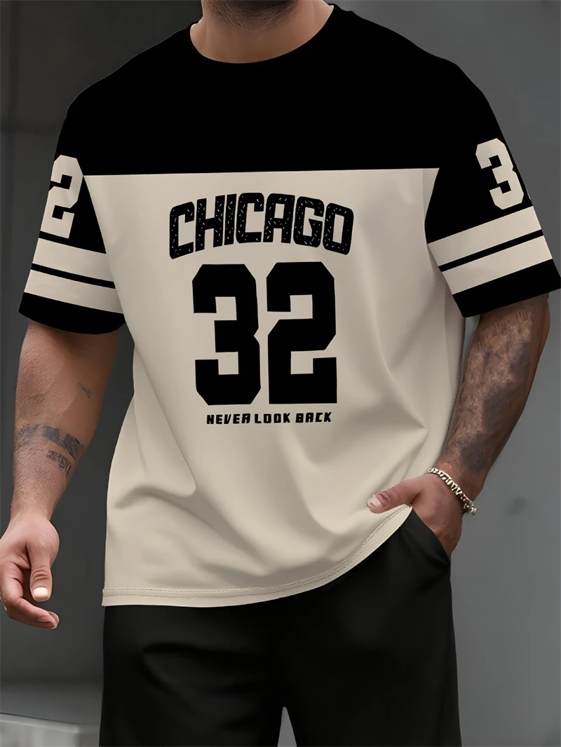 Street Fashion Chicago - Erkek Chicago 32 Numara Baskılı Tişört