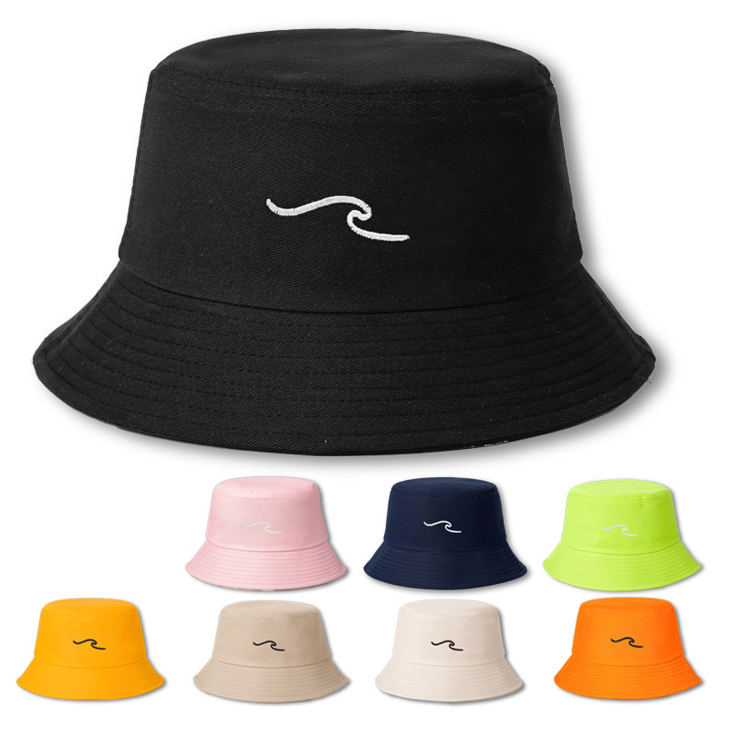 Bucket Hat Embroidered - Dalga Dalgalanma Nakış Kova Şapka Düz