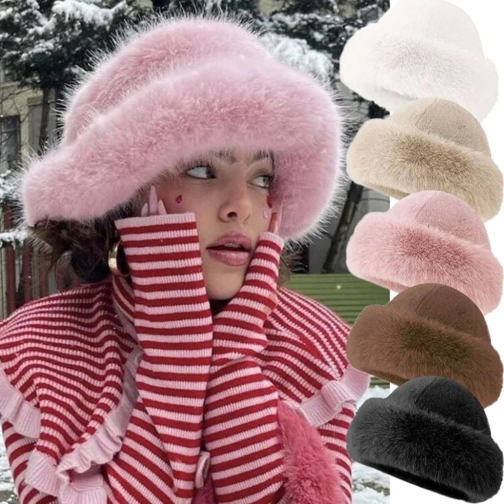 Yeni Kabarık Kürk Kış Şapka Dü - Bucket Hat Embroidered incelemesi ve fiyatı