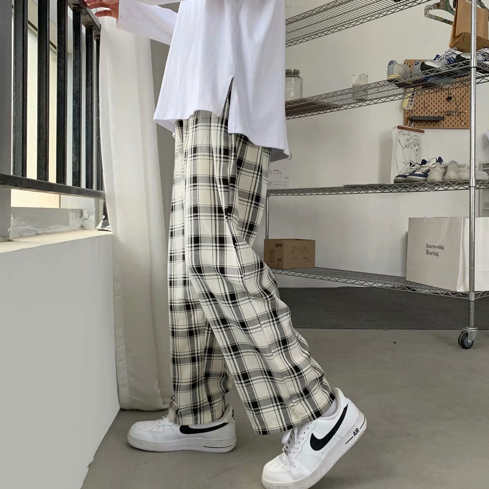 Erkek Ekose Pantolon Kore Stil - Cargo Pant Wide incelemesi ve fiyatı