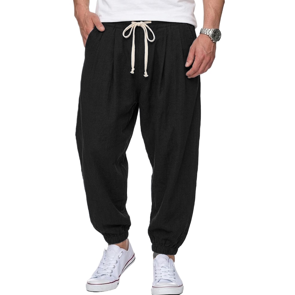 Erkek Pamuk Keten Pantolon Kor - Street Fashion Korea incelemesi ve fiyatı