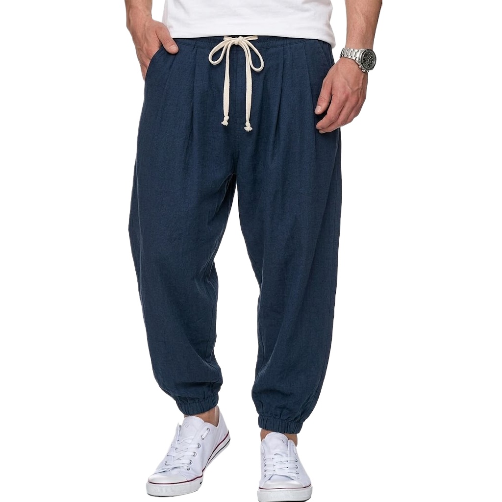 Erkek Pamuk Keten Pantolon Kor - Street Fashion Korea incelemesi ve fiyatı